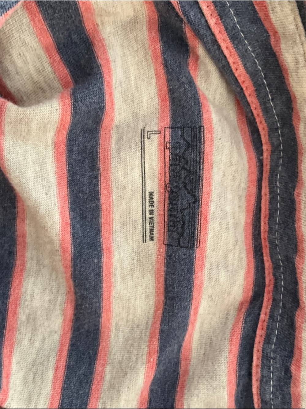 Patagonia Striped Crew Tee in Navy, Coral & Cream